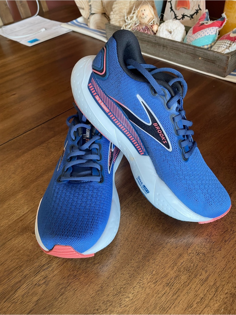 Brooks Womens Athletic Shoes - Blue with Pink Accents
